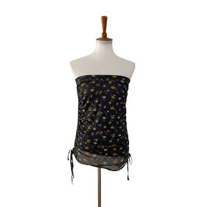 NEW Wild Honey ASOS Womens Strapless Floral Tube Top Ruched Sides L Large